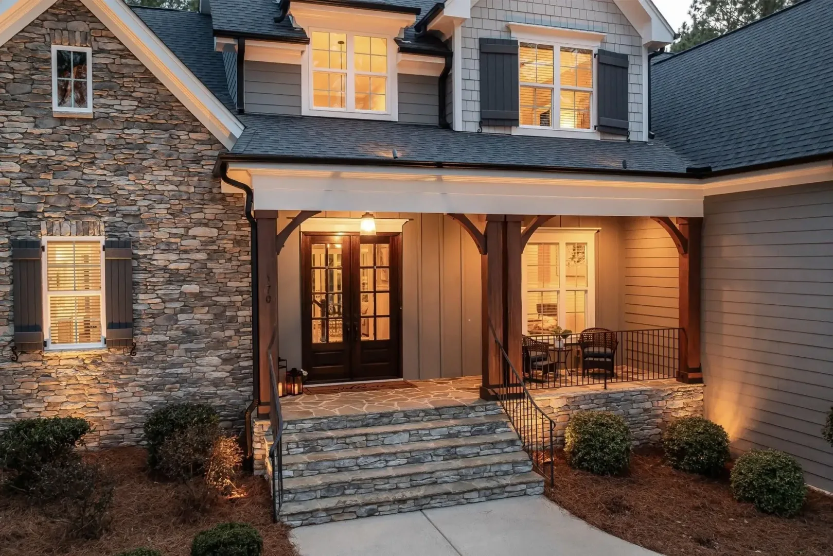 a home lit up by working electricity.
